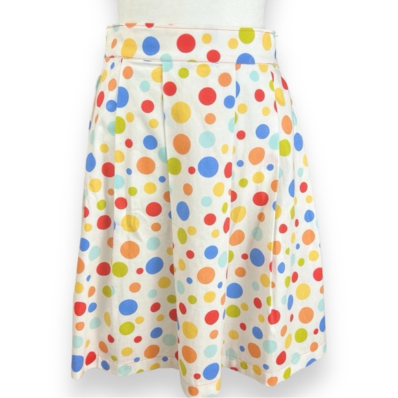 Beebop & Wally White Multi Colored Polka Dot A-Line Pleated Novelty Skirt SZE XS - Picture 1 of 9